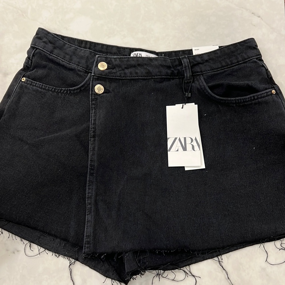 NWT Zara Black Jean Skort